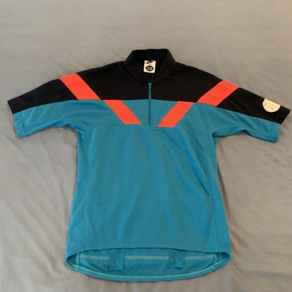 Vintage Nike Cycling Jersey Mens Small 1/4 Zip Teal Black Red Echelon USA